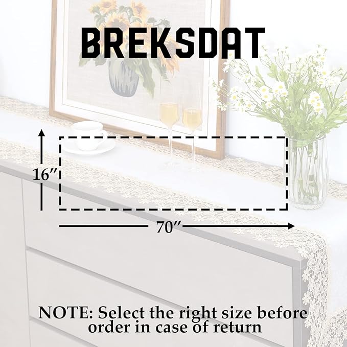 Beige lace Premium Rectangle Farmhouse Table Runner Waterproof OilProof - Image 5