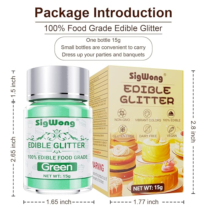 Green Edible Glitter - 15g Food Grade Luster Dust Powder - Image 6