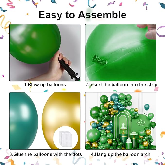 Green and Gold Balloons Garland Arch Kit, St. Patrick's Day, Baby Shower - Image 3