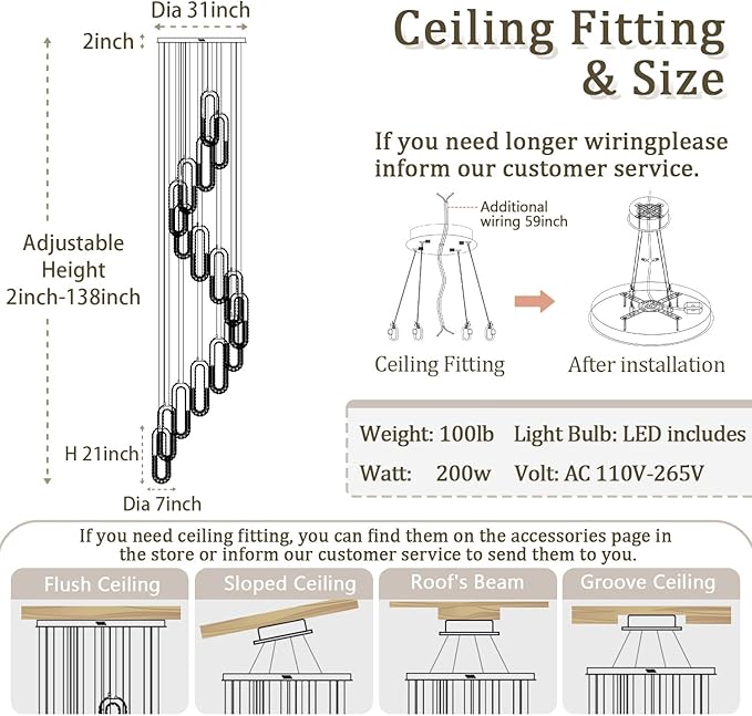 H138 Large Chandelier for High Ceiling, Modern 16-Rings Crystal Chandeliers for - Image 5