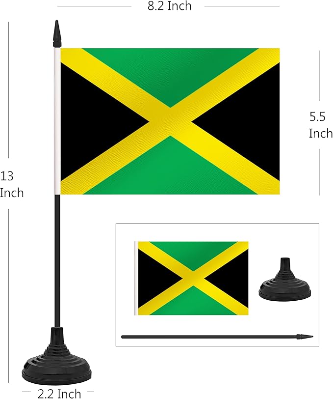 12 Pack Jamaica Desk Flag Set, Jamaican Table Office Flag, Small Miniature - Image 2
