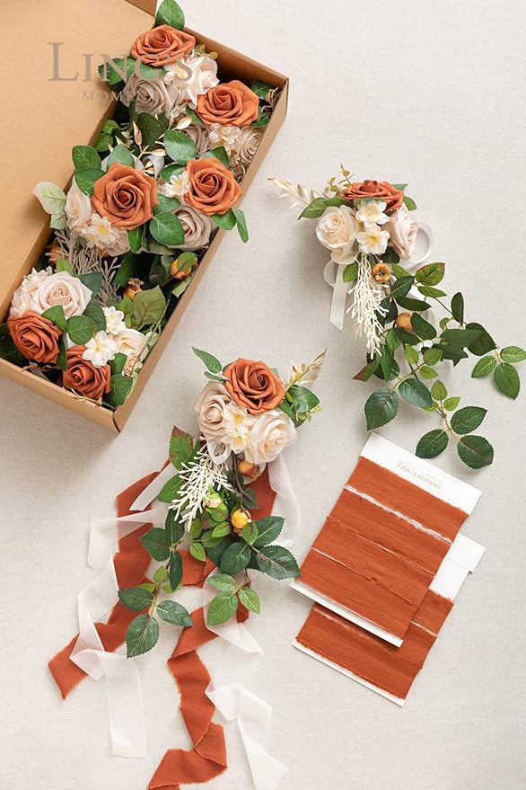 Ling's Moment 8 Wedding Artificial Aisle Pew Flowers Chair Decorations - Image 7