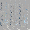 36 Pcs Dusty Blue Gray Hanging Swirl Decorations Navy Blue Grey Felt Swirl by pinkblume