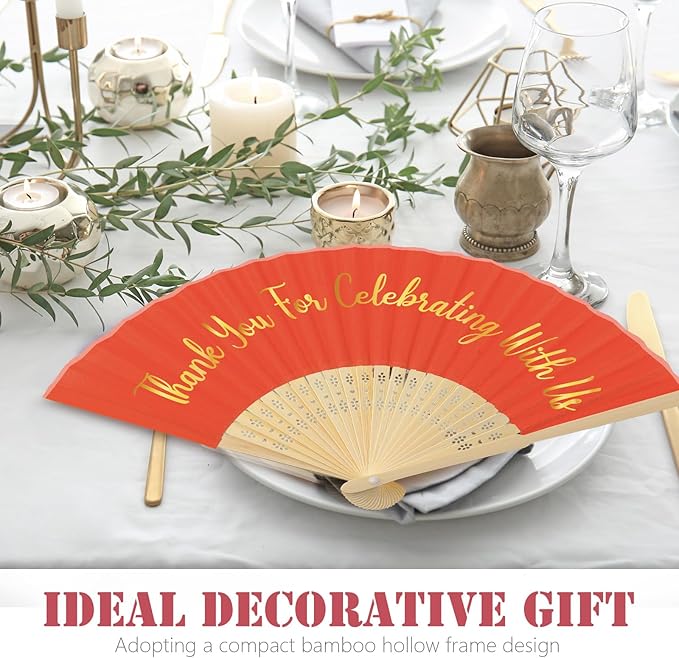 Jetec 50 Pcs Wedding Fans for Guests Bulk Silk Hand Fans Handheld Folded Thank - Image 4