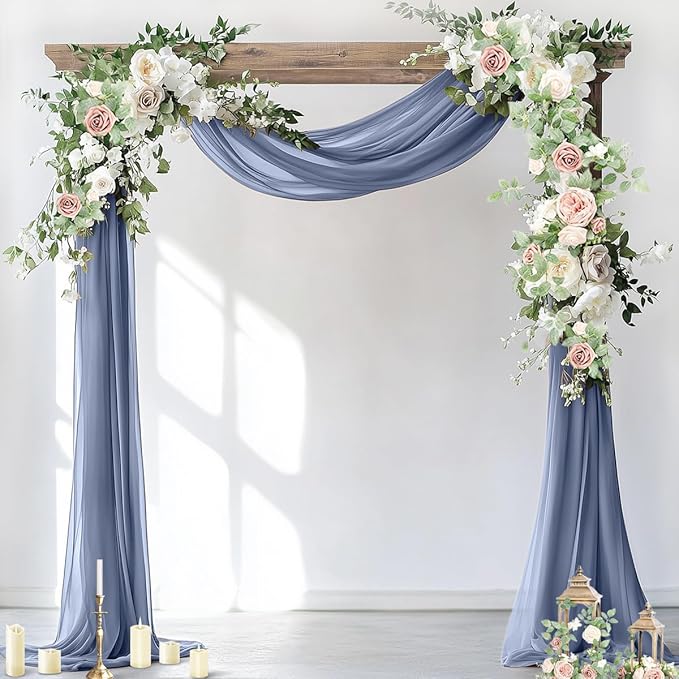 Socomi Wedding Arch Draping Fabric 1 Panel 29" x 19Ft Dusty Blue Sheer Chiffon by Socomi