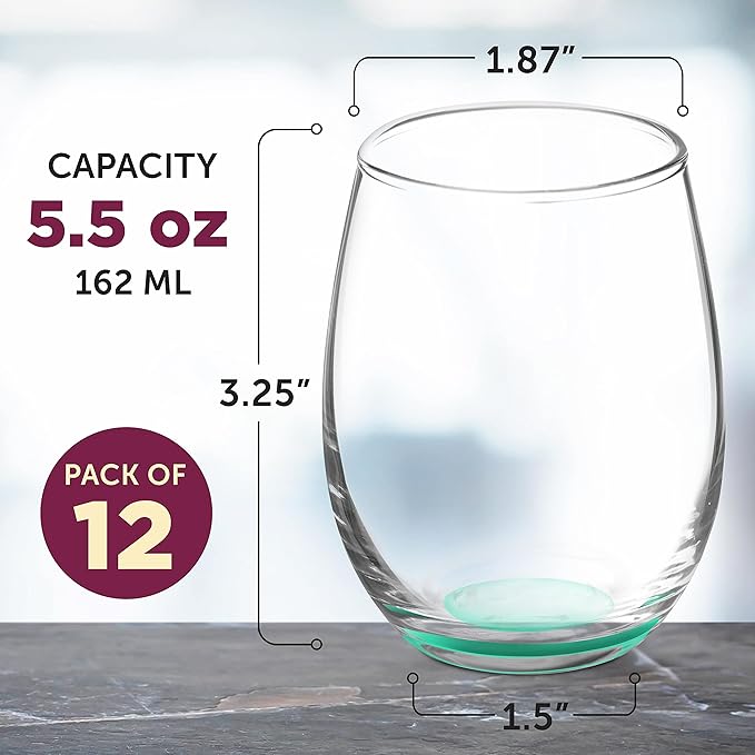 DISCOUNT PROMOS Stemless Wine Glasses by ARC 5.5 oz. Set of 12, Bulk Pack - Image 5