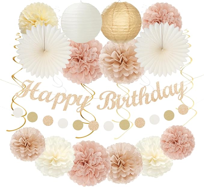 Champagne-Gold Beige 16 Happy Birthday Party-Decorations by Unknown