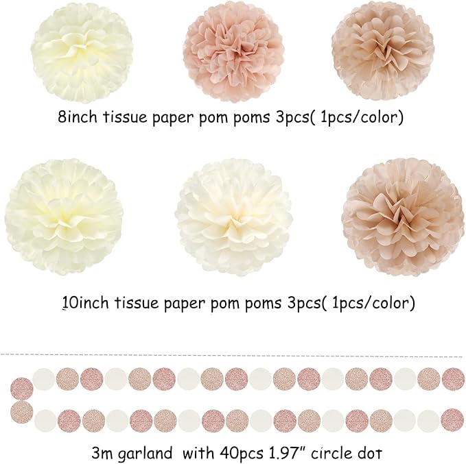 Champagne-Gold Beige Boho Baby-Shower Party-Decorations - Image 2