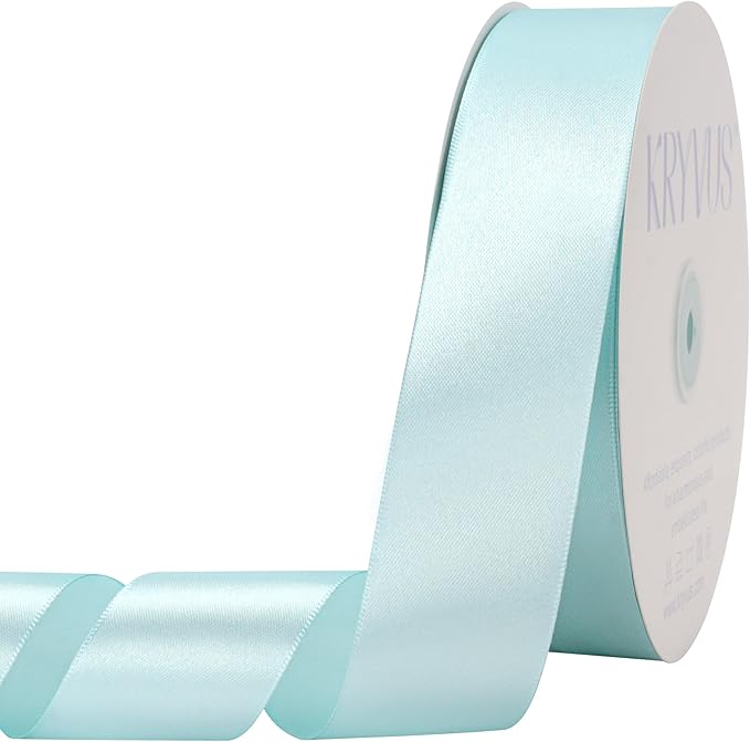Light Blue Satin Ribbon 1-1/2 inch X Continuous 100 Yards, Single Face by Kryvusribbon