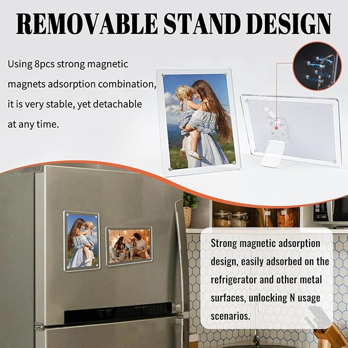 Acrylic Magnetic Picture Frames 4x6 Inch Set of 3, Tabletop and Refrigerator - Image 7