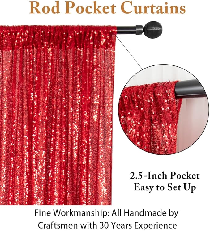 ShinyBeauty Sequin Backdrop Curtain 2 Panels 2FTx8FT Photo Background Glitter - Image 3