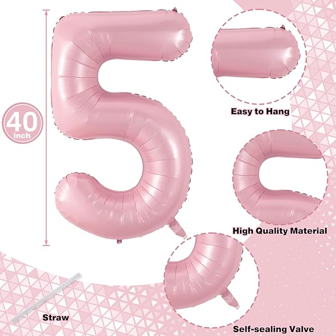 Number 15 Balloon Pastel Pink, Giant Number 1 & 5 Helium Foil Balloon - Image 2