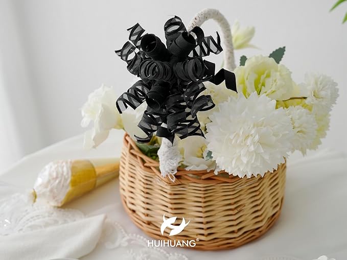 HUIHUANG Black Bows for Gift Wrapping Curly Gift Bow 5 inch x 8 Counts - Image 5