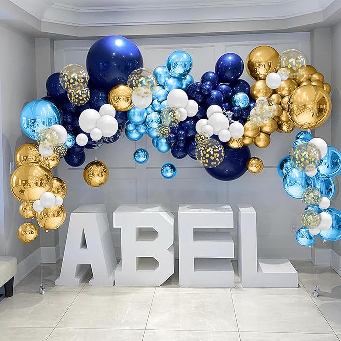 Navy Blue and Gold Balloons, Metallic Golden and Blue Balloon Navy and White - Image 5