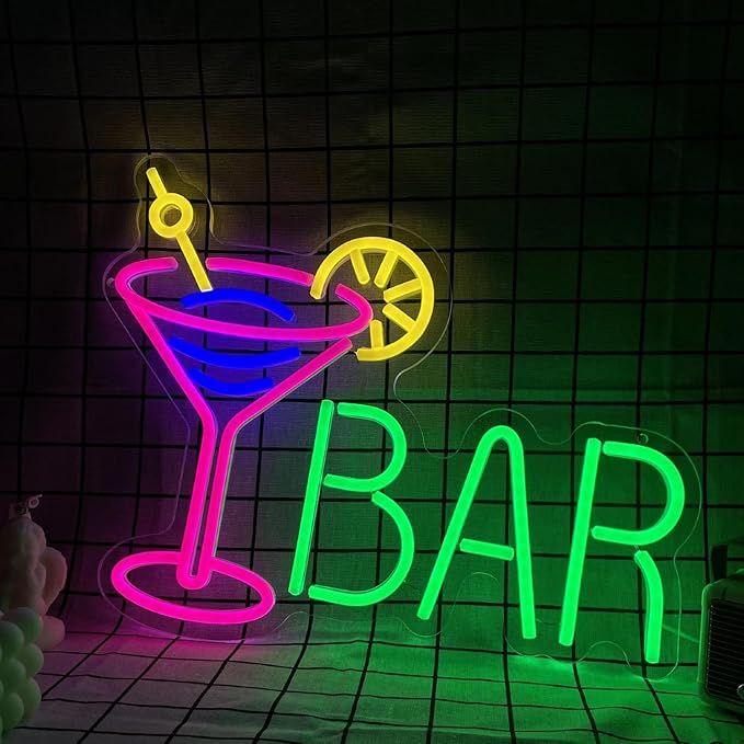 Neon Bar Sign USB-Powered Pink Bar Wall Decor by Unknown