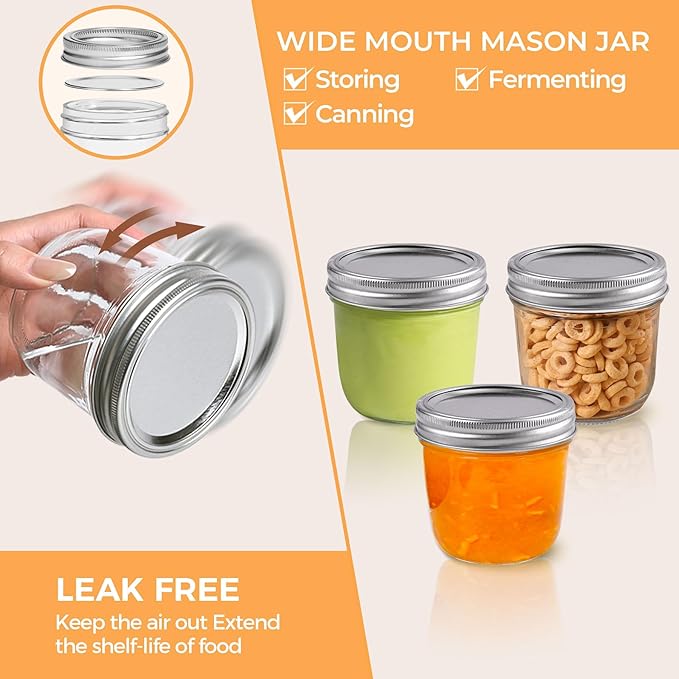 ComSaf Wide Mouth 8 oz Mason Jars - Image 3