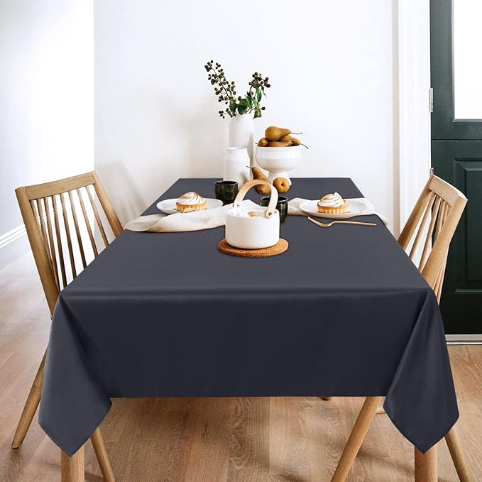 sancua 2 Pack Dark Grey Tablecloth 60 x 84 Inch, Rectangle 4 Feet Table Cloth - Image 2