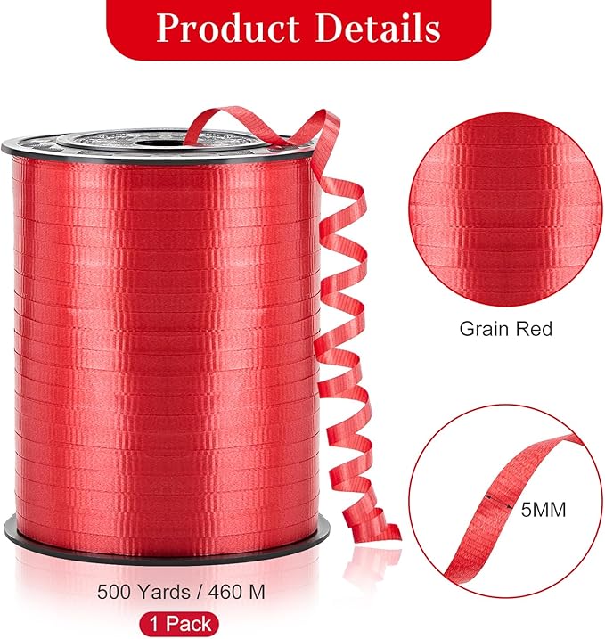 500 Yards Red Curling Ribbon-Balloon String-Balloon Ribbon Texture Roll - Image 2