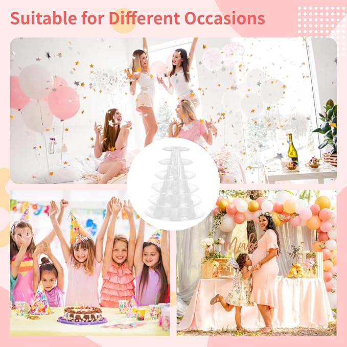 OMISTAR 2 PCS 6-Tier Clear Macaron Display Stands, Plastic Macaron Tray Tower - Image 5