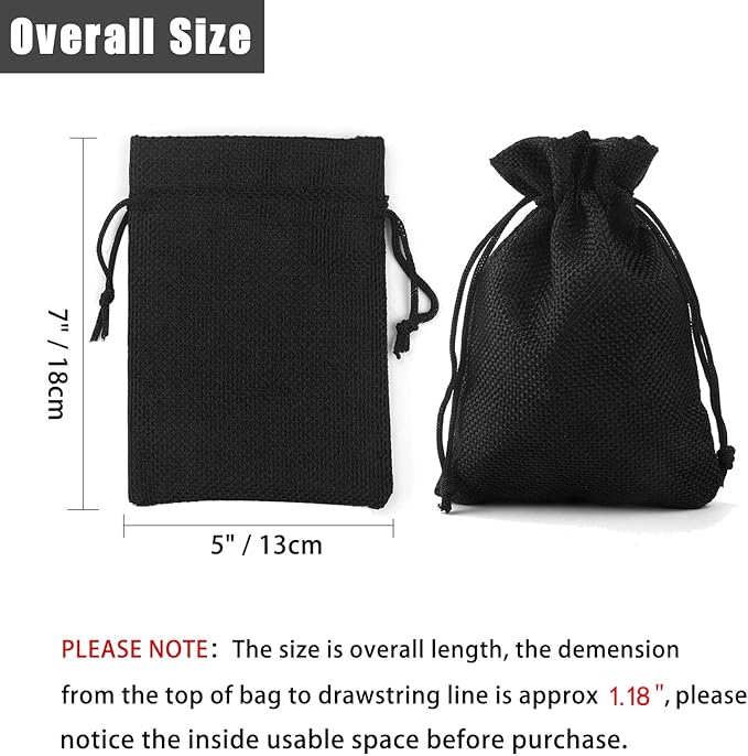 20Pcs Black Burlap Bags 5x7 inch, Drawstring Linen Gift Bags Small Jewelry Jute - Image 4