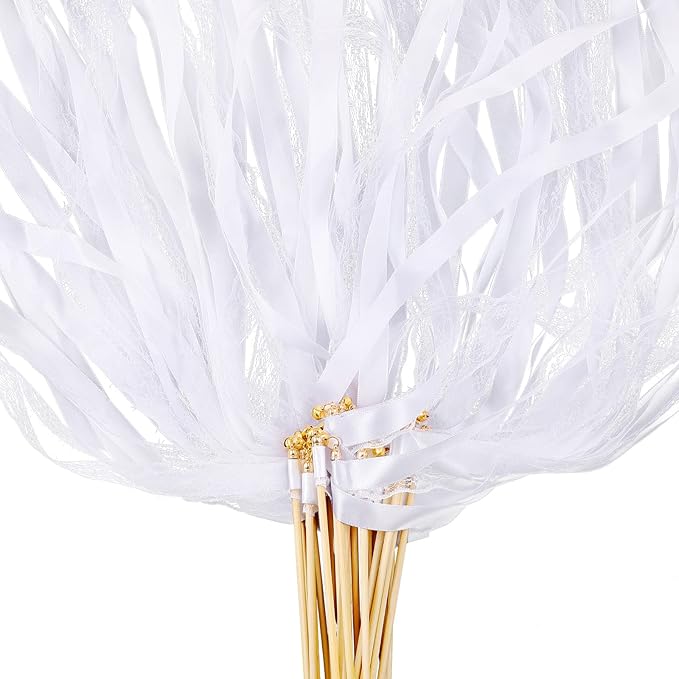 Taiyin 150 Pcs Lace Ribbon Stick Wands Wedding Wand Streamers by Taiyin