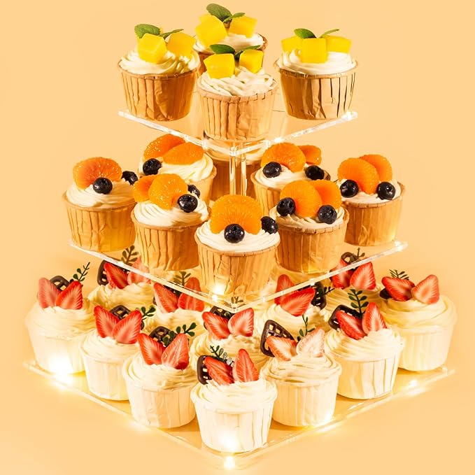 3 Tier Cupcake Stand Cupcake Holder, Acrylic Cupcake Tower by HENABLE