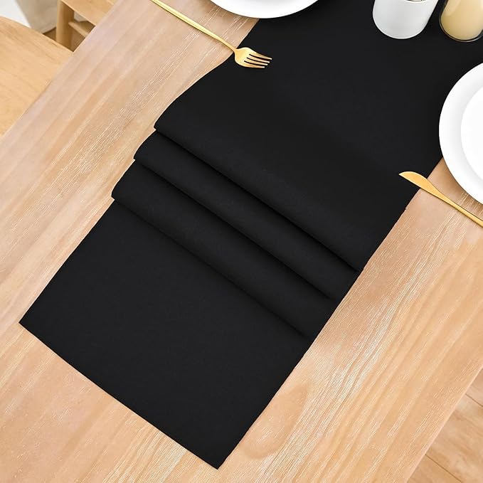 2 Pack Black Small Short Table Runner 12 x 24 Inch Solid Color Runners Coffee - Image 8