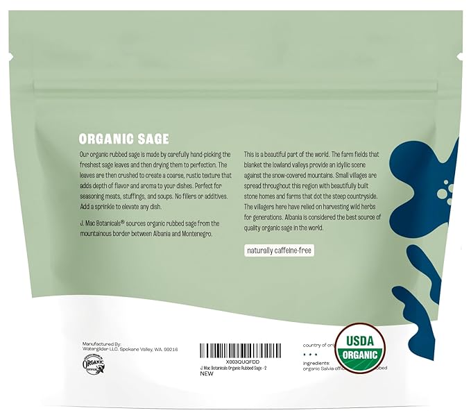 J Mac Botanicals, Organic Rubbed Sage, Certified USDA Organic, Dried Rubbed - Image 9