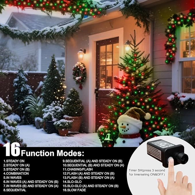 LAMPHOME 33ft Christmas Decorative Mini Lights, 100 LED Transparent Wire Fairy - Image 2