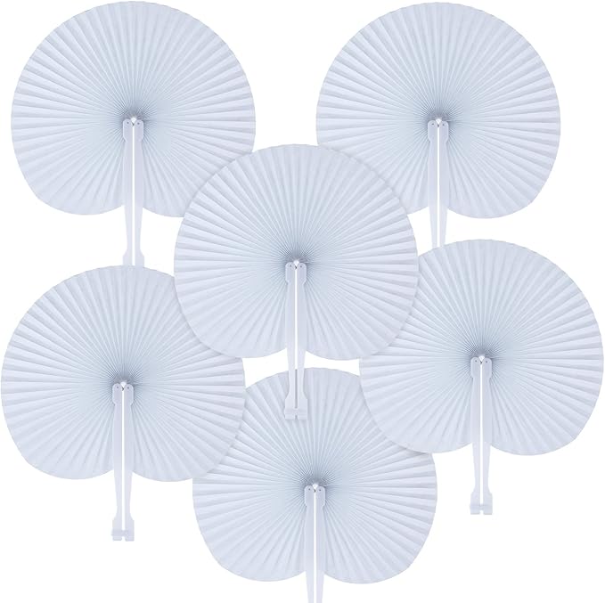Pangda 24 Pack Folding Fans Round Paper Fans Assortment by Pangda