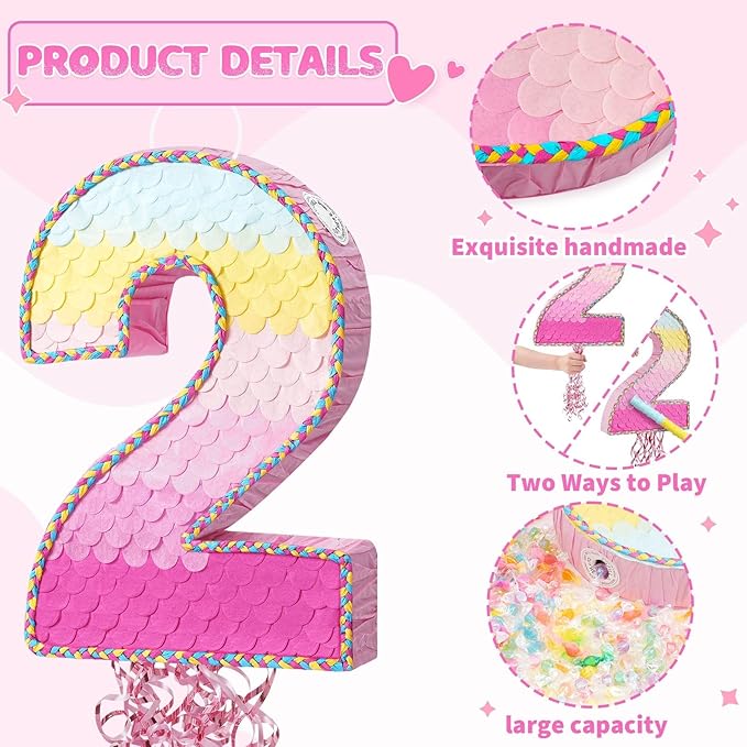 WERNNSAI Pink Sweet Two Pinata - Image 4