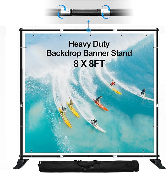 FUDESY 8x8 ft Backdrop Banner Stand, Heavy Duty Adjustable Background Stand Kit by FUDESY