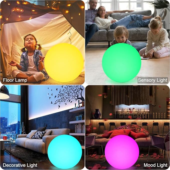 20-in LED Glowing Ball Light, Large Rechargeable LED Globe Orb Light w/Remote - Image 2