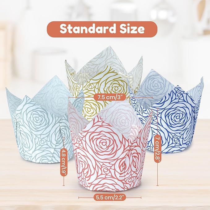 160pcs Tulip Paper Cupcake & Muffin Liners Oil Resistant - Image 2