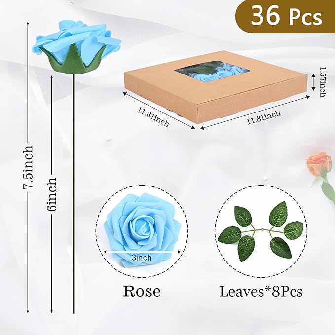 BLEUM CADE 36Pcs Artificial Flowers Fake Roses - Image 3