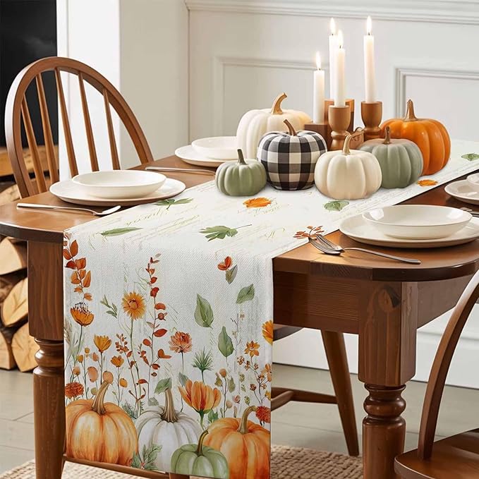 Fall Wildflowers Cotton Linen Table Runner - Image 3