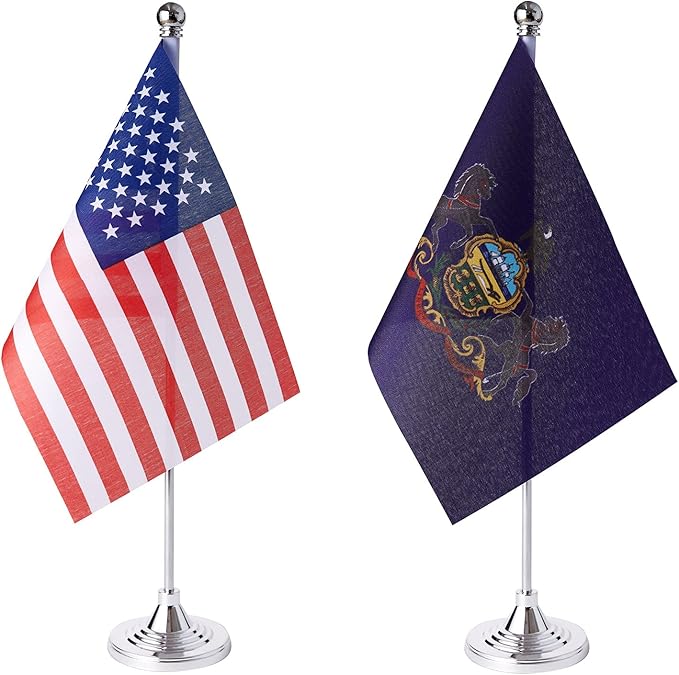 ZXvZYT 2 Pack American US Pennsylvania flag USA Pennsylvania PA State table flag by ZXvZYT