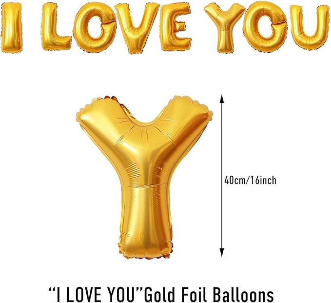 Rainmae I Love You Gold Balloons and Heart Balloons Kit - Image 4