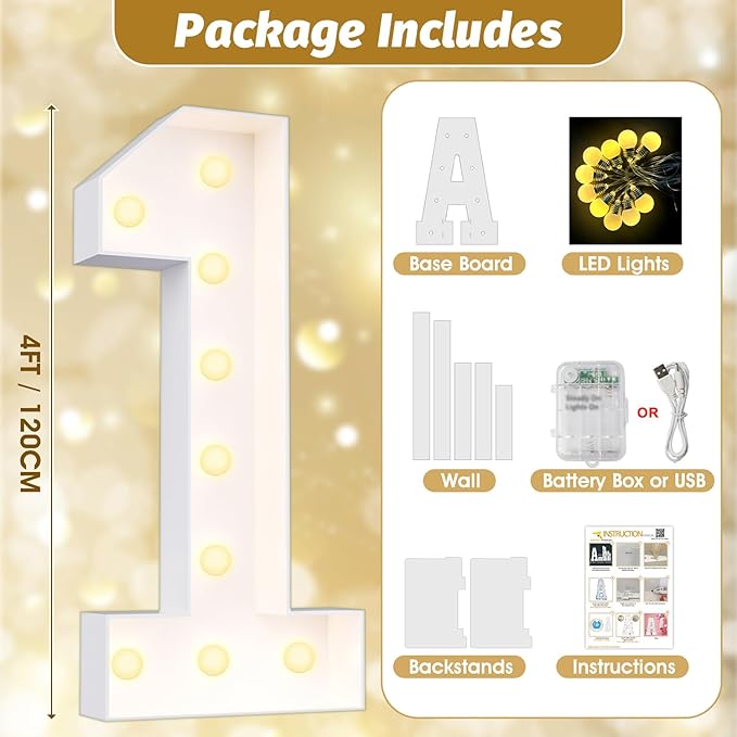 Ledido 4FT Marquee Light Up Numbers Large Light Up Letters - Image 2