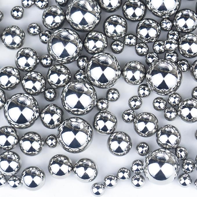 150Pcs Bright Silver Polished No Hole Faux Pearl Beads - Image 9