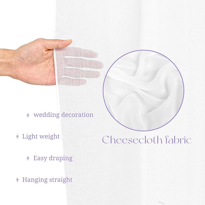 6 Panels White Ceiling Drapes for Wedding, 5ftx40ft Ceiling Drapes Cheesecloth - Image 4