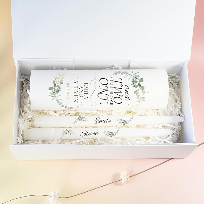 Unity Candles for Wedding, Modern Unity Set, Custom and Personalized Pillar and - Image 9
