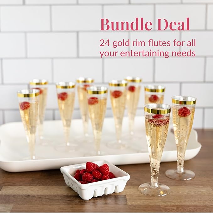 Prestee Set of 24 Plastic Champagne Flutes - Image 4