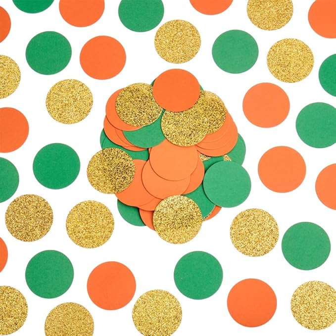 Gold Orange and Green Confetti Table Decoration - Image 2