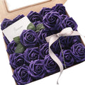 Floroom Artificial Flowers 50pcs Real Looking Dark Purple Foam Fake Roses by Floroom