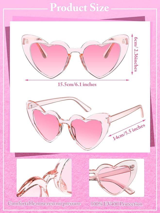 Flutesan 12 Pack Bachelorette Sunglasses Bride Bridesmaid Heart Shaped - Image 2