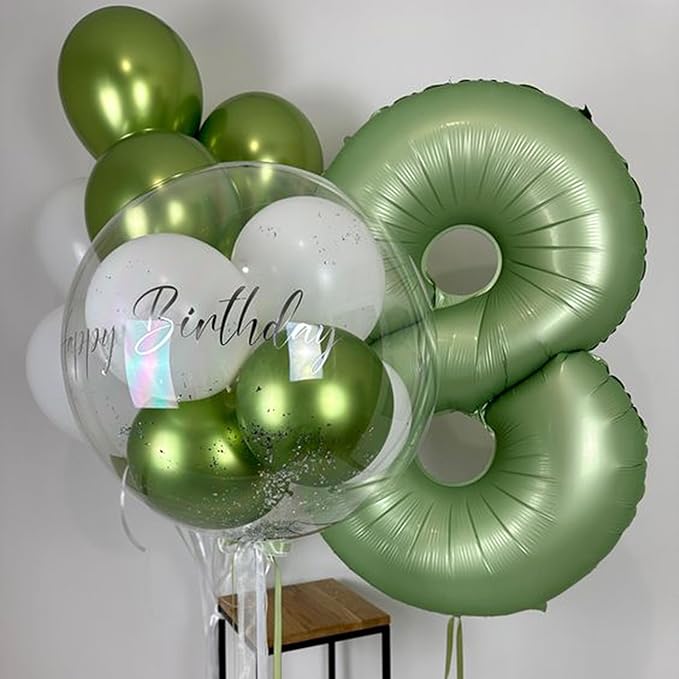 40 Inch Olive Green Number 8 Balloon 40 Inch Big Self Inflating Foil Number - Image 4