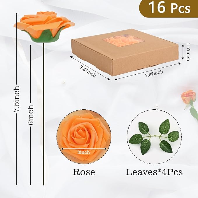 BLEUM CADE 16Pcs Artificial Flowers Fake Roses - Image 3