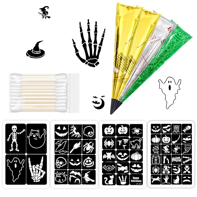 Halloween Temporary Tattoos Stencils Kit, Temporary Tattoos Kit by Unknown