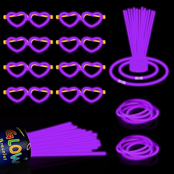 60 Pack 8” Purple Glow Sticks Bulk Bright Glow Sticks by ZSMKJIAYE